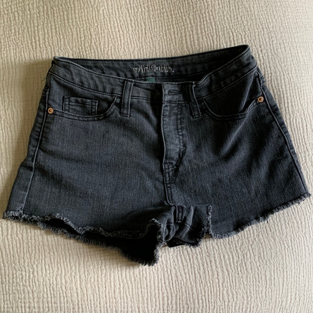 Black denim shorts